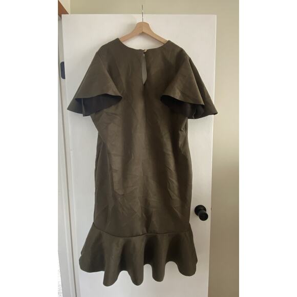 Women's Plus Size Dress Ashely Stewart Olive Green NWT Ruffles Size 22/24 - Picture 3 of 7